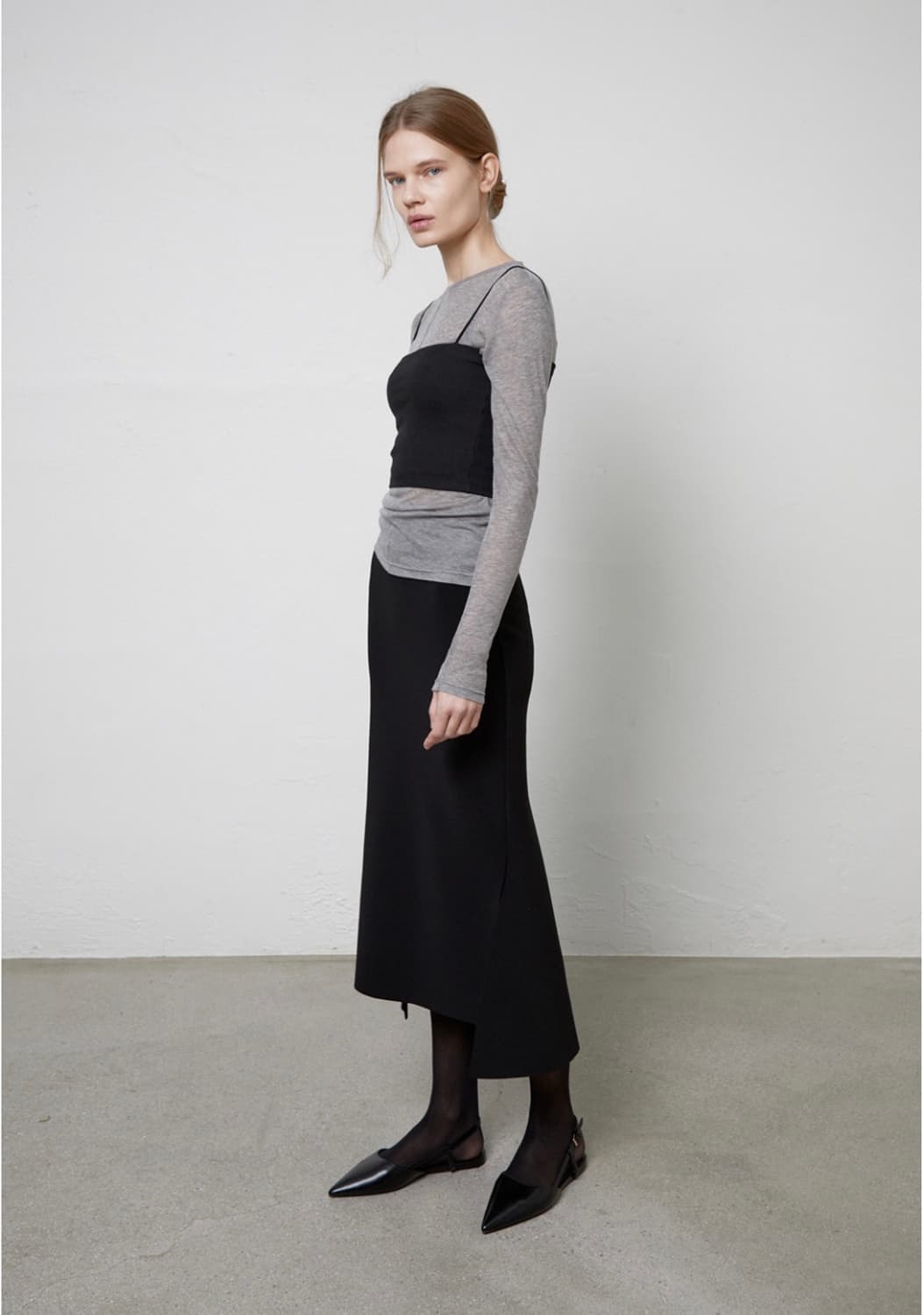 리파인드 902 머메이드 밴딩 미디 스커트   상품이미지1