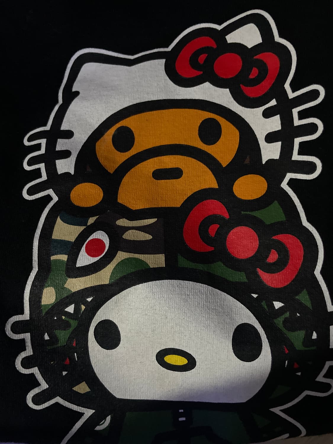 베이프x헬로키티 베이비마일로 블랙 티셔츠 L 국내판 상품이미지2