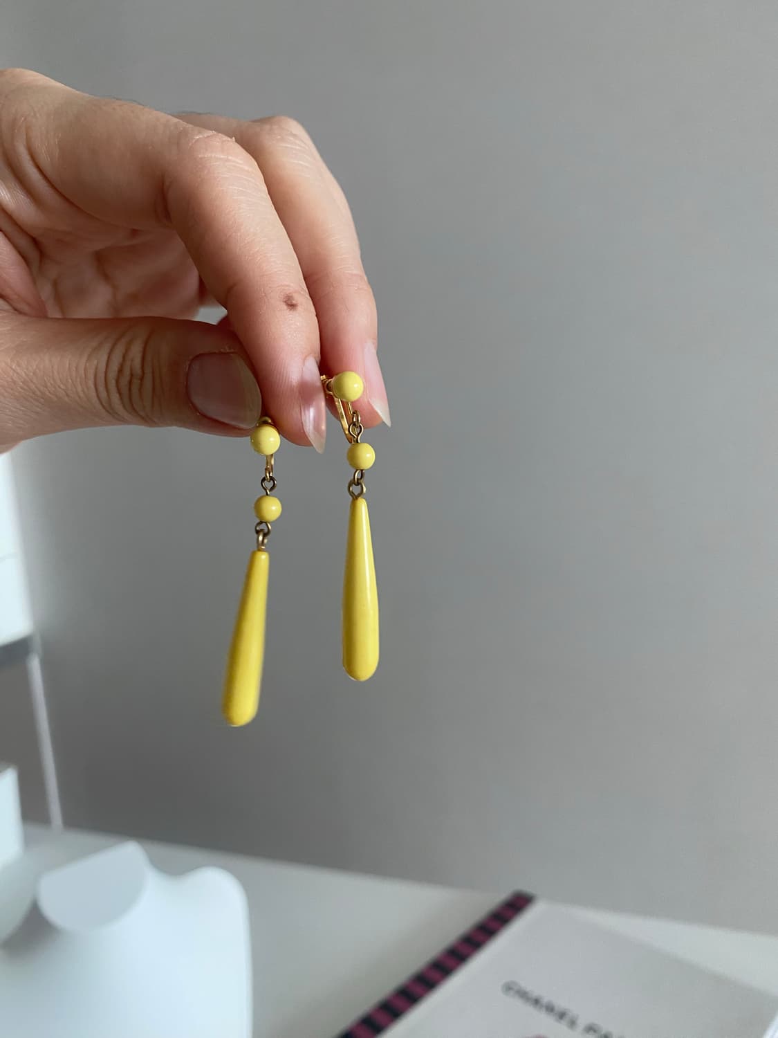 빈티지 옐로우 노랑 나사형 귀찌 귀걸이 상품이미지5