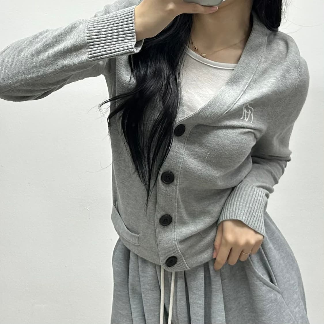 아베크롬비 그레이 코튼 니트 가디건(S) 상품이미지1