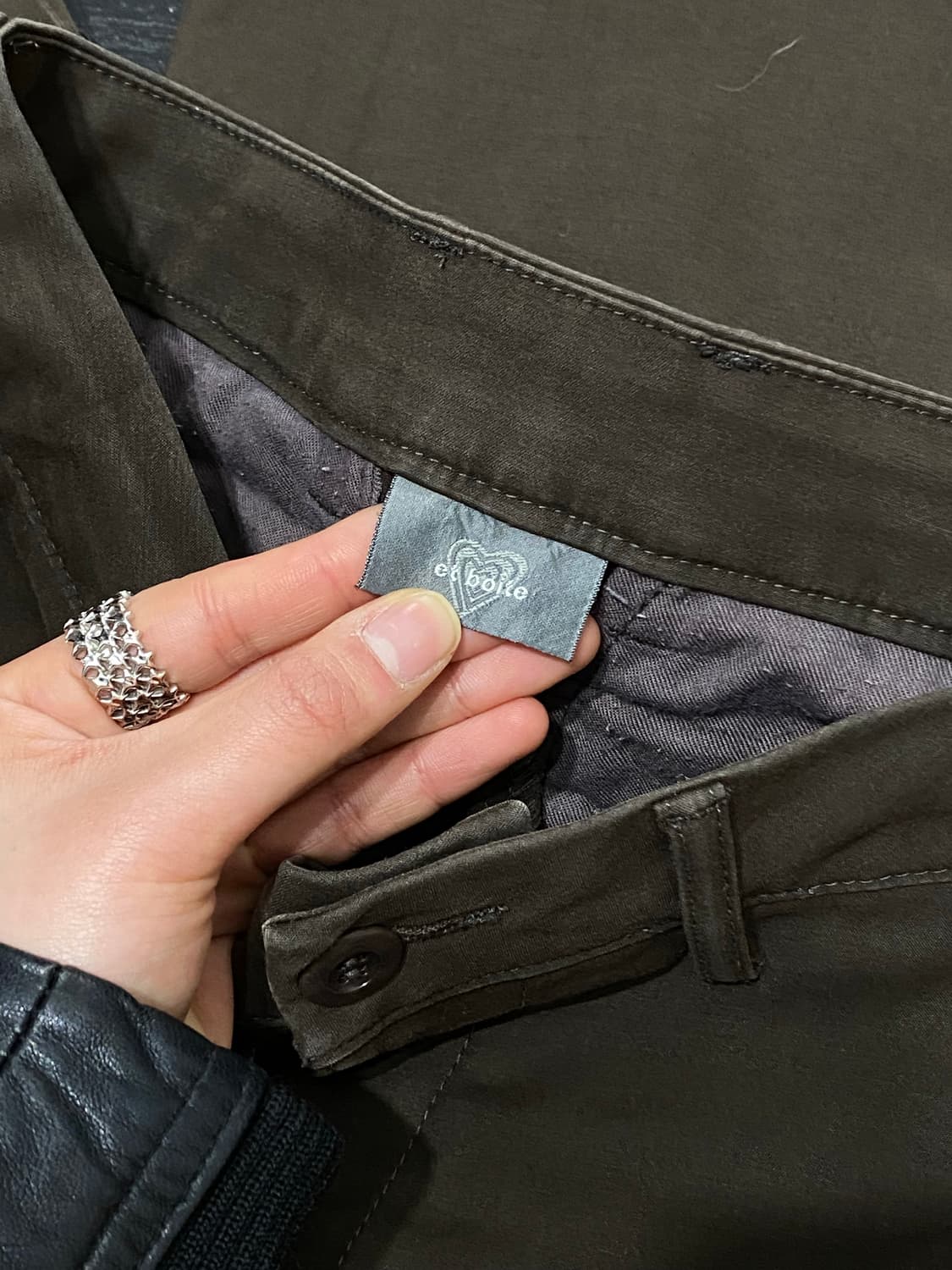 Et boite 로우라이즈 카키 부츠컷 카고팬츠 상품이미지7