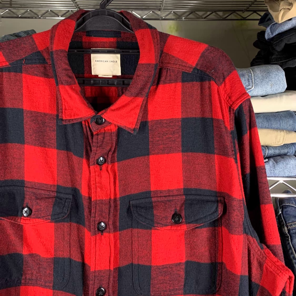 [XL] 아메리칸 이글 버팔로체크 럼버잭 플란넬 셔츠 상품이미지1
