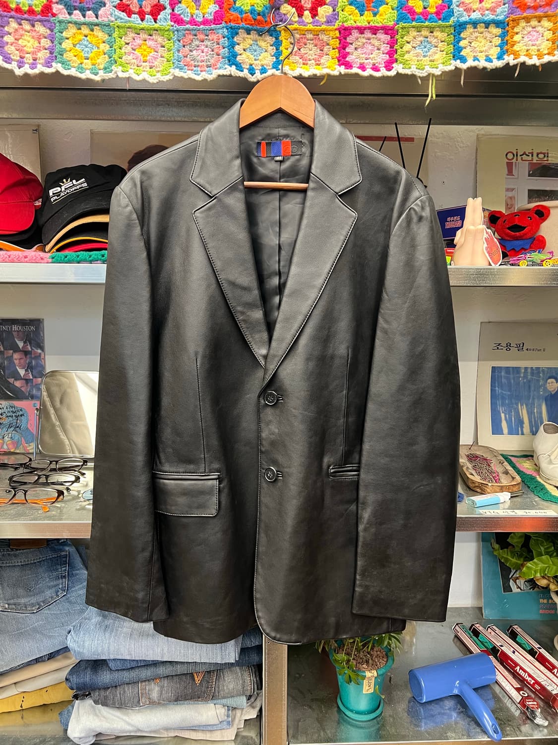 Y2K Black Leather Tailored Blazer  상품이미지1