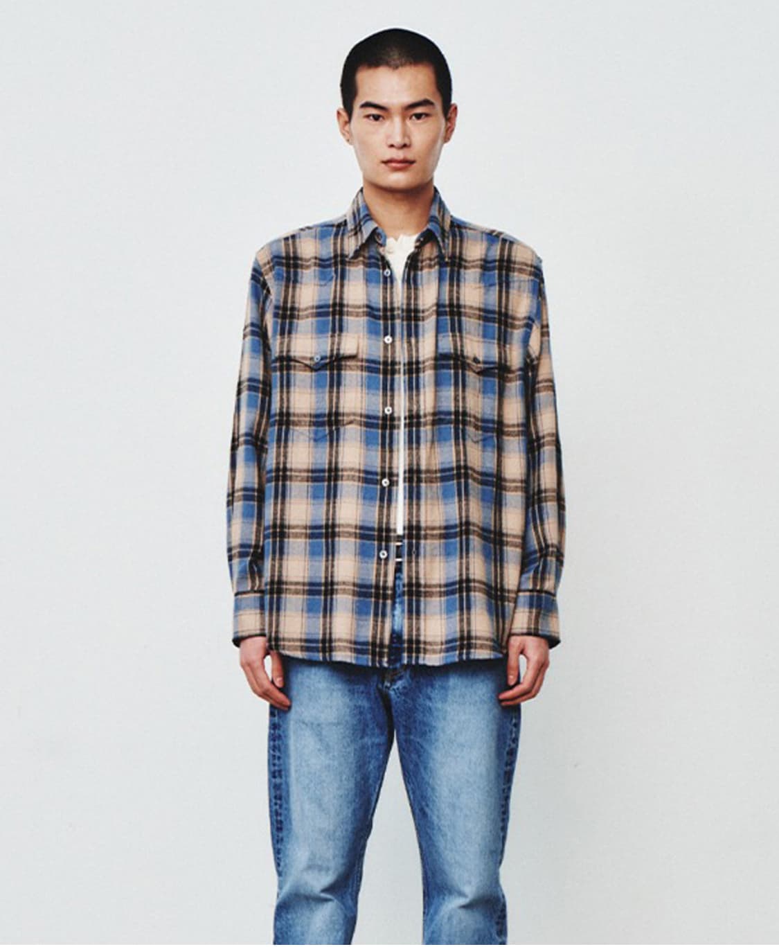 아트이츠액트 웨스턴 체크 셔츠 블루 m 상품이미지1