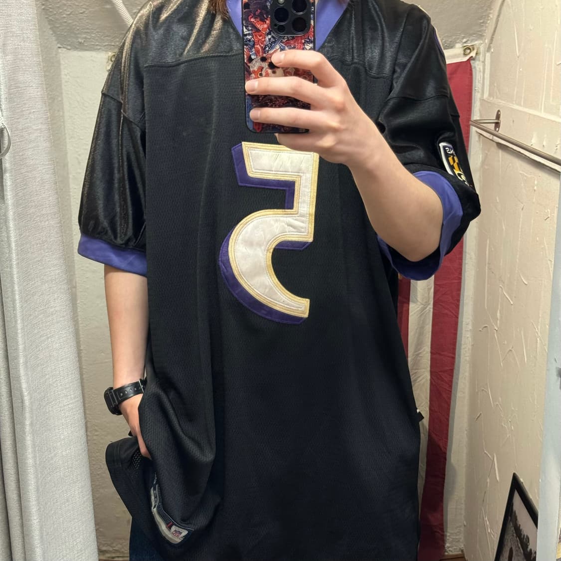 00s 리복 X NFL 온 필드 어센틱 저지 블랙 퍼플 상품이미지1