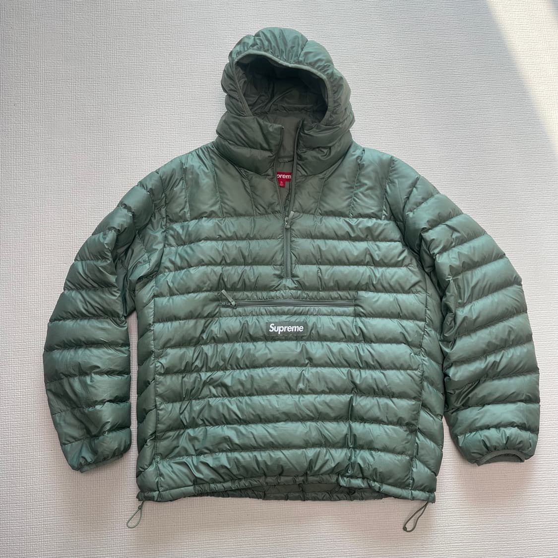 슈프림 마이크로 다운 하프집 후드 올리브 상품이미지1