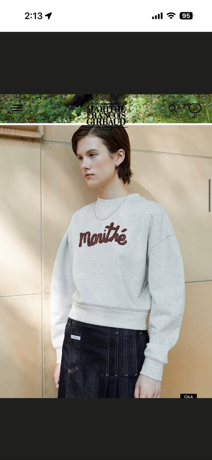 마리떼프랑소와저버 크롭 맨투맨 상품이미지2