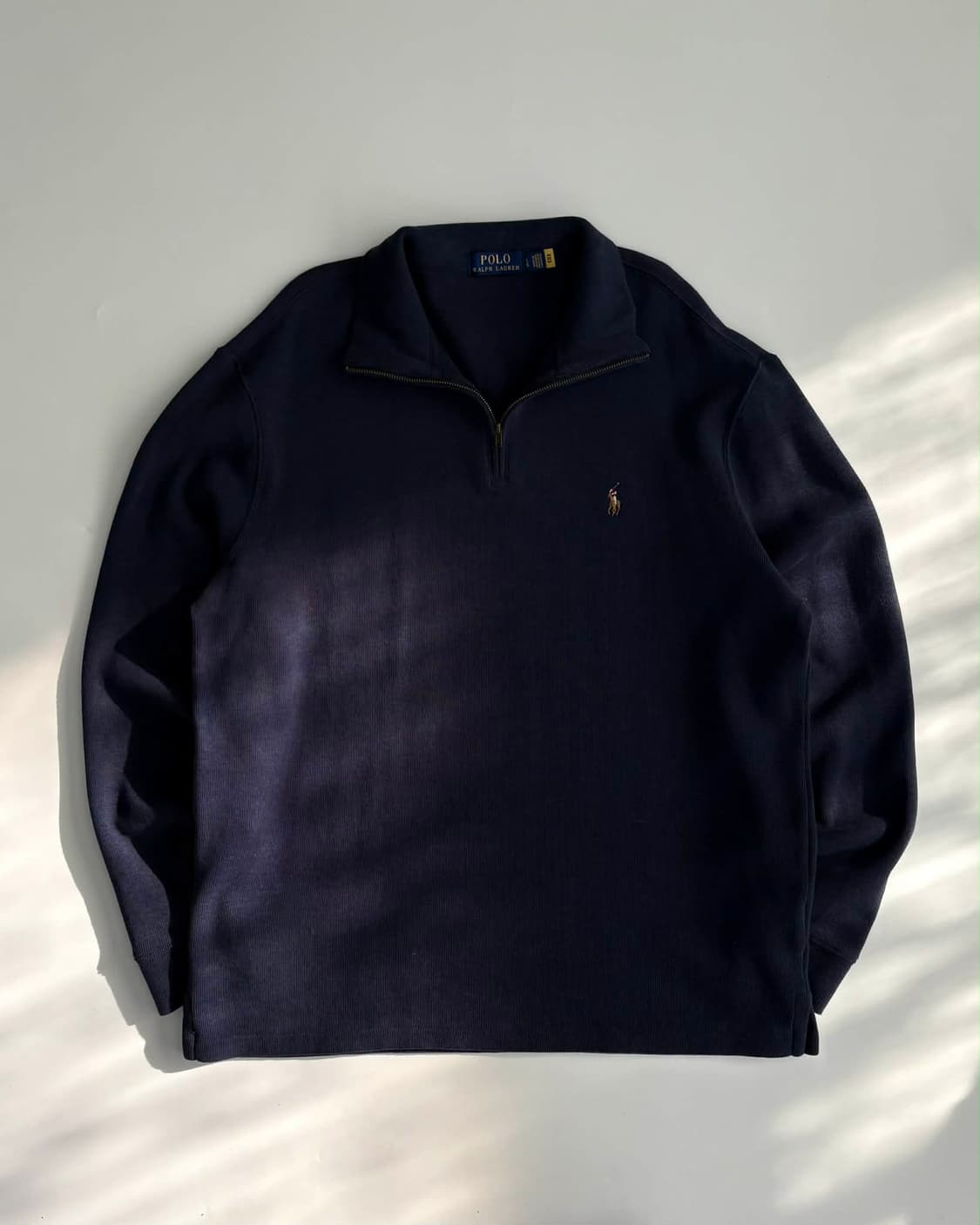 [L] 폴로 랄프로렌 네이비 하프 집업 코튼 니트 상품이미지1