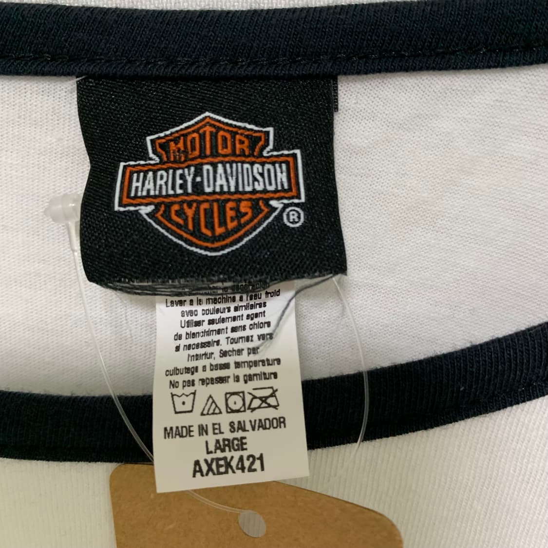 할리데이비슨 빈티지 y2k 7부 소매 흰검 배색 나그랑 티셔츠 상품이미지5