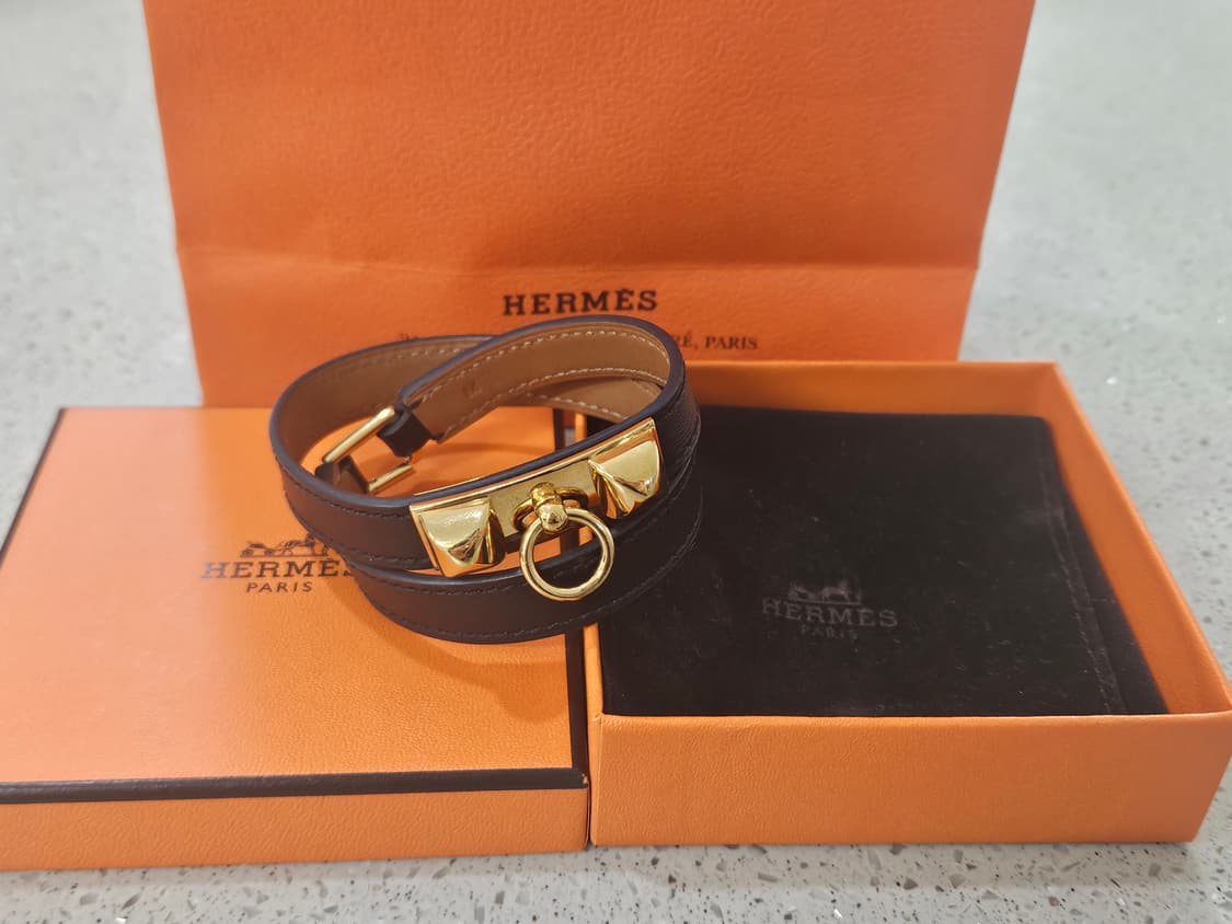 [신품급]에르메스 리베일 더블투어 금장 블랙 팔찌 (M) [정품/풀세트] 상품이미지6