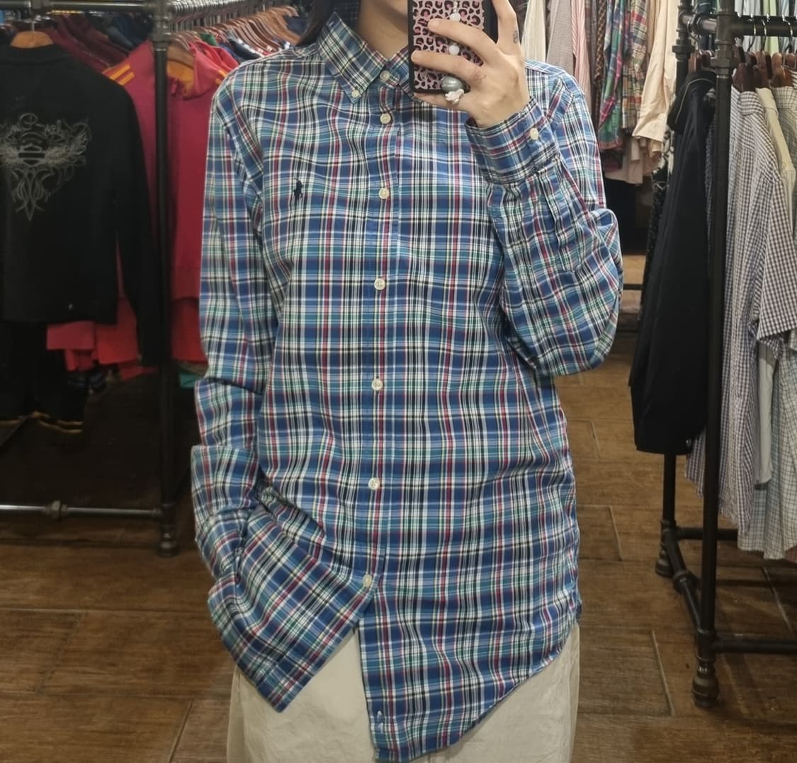 [Hi] polo 폴로 긴팔 체크셔츠 블루 상품이미지3