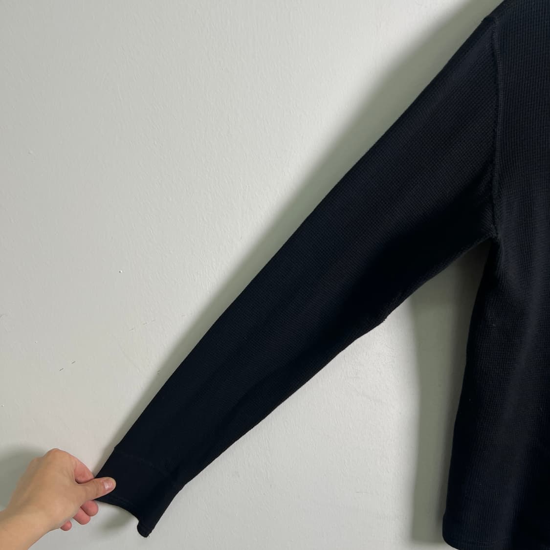 jpn vtg 빈티지 블랙 와플 브이넥 롱슬리브 S 상품이미지7