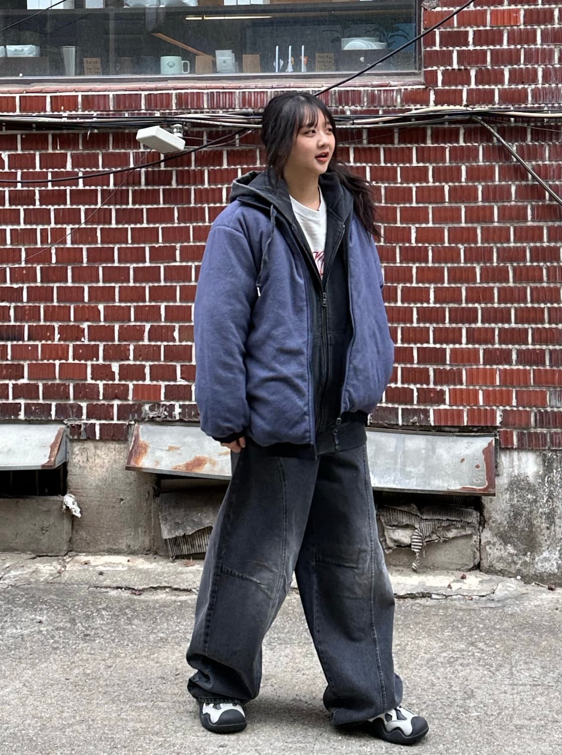 나이키 리버시블 바막 나이키 맨투맨 버카루 후집 흑청 팬츠 코디세트 상품이미지3