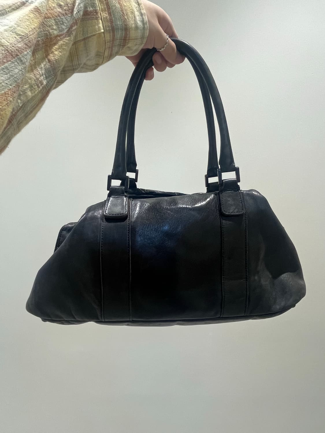 Yohji Yamamoto Pour Homme 말가죽 이중 크로스 토드백 상품이미지3