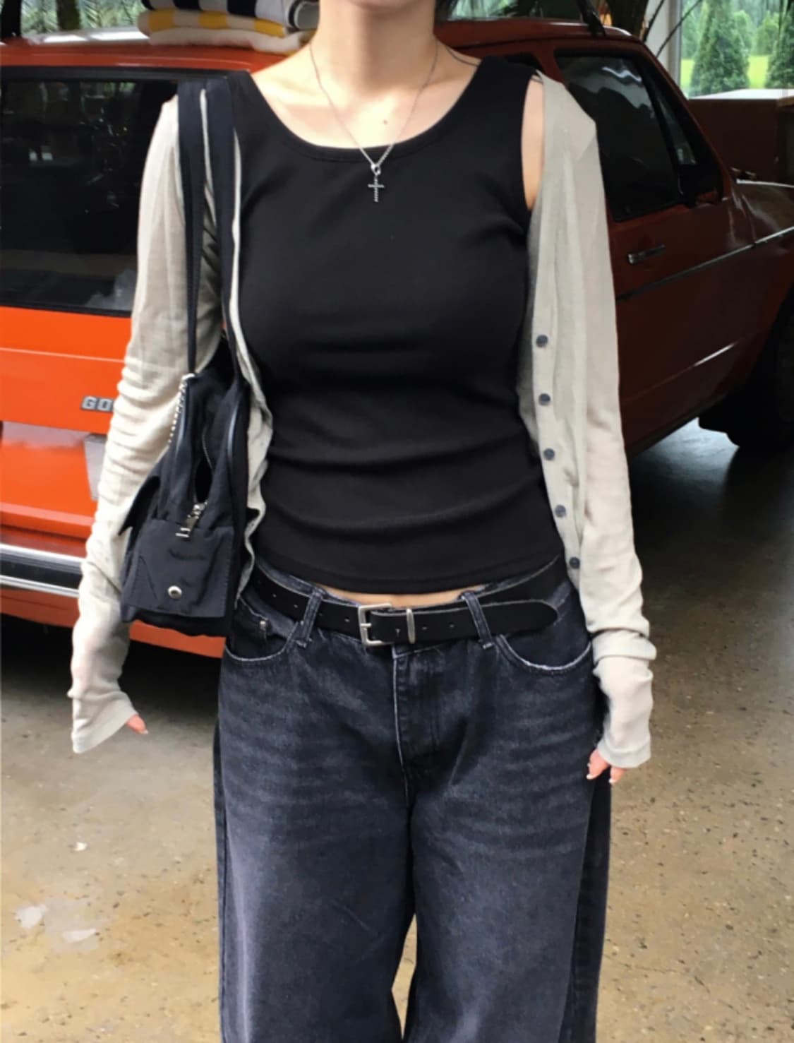 이즈이즈 가디건 New Tencel Cardigan 올리브 그린 상품이미지2