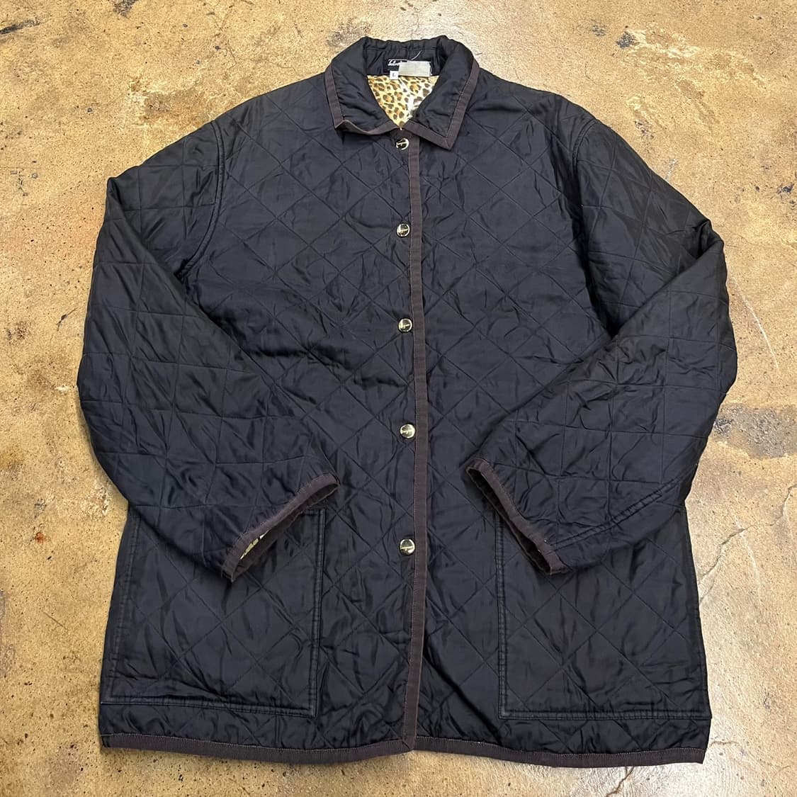[정품/L] 살바토레 페라가모 다이아 퀼팅 자켓 블랙 레오파드 안감 b8 상품이미지2