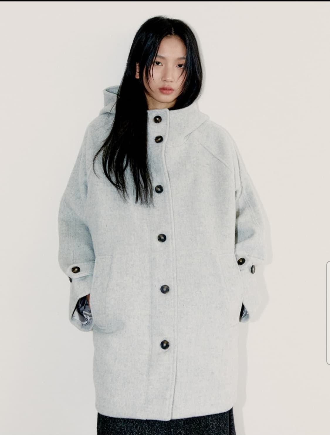 오피쉬 리치 울 하프 코트 그래이 상품이미지1