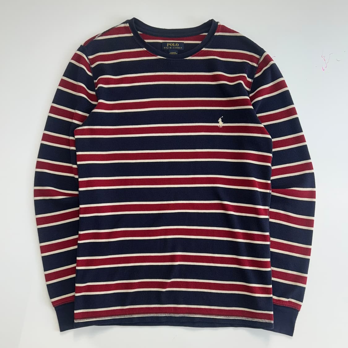 Polo 폴로 화이트포니 네이비 레드 스트라이프 와플 니트  상품이미지3