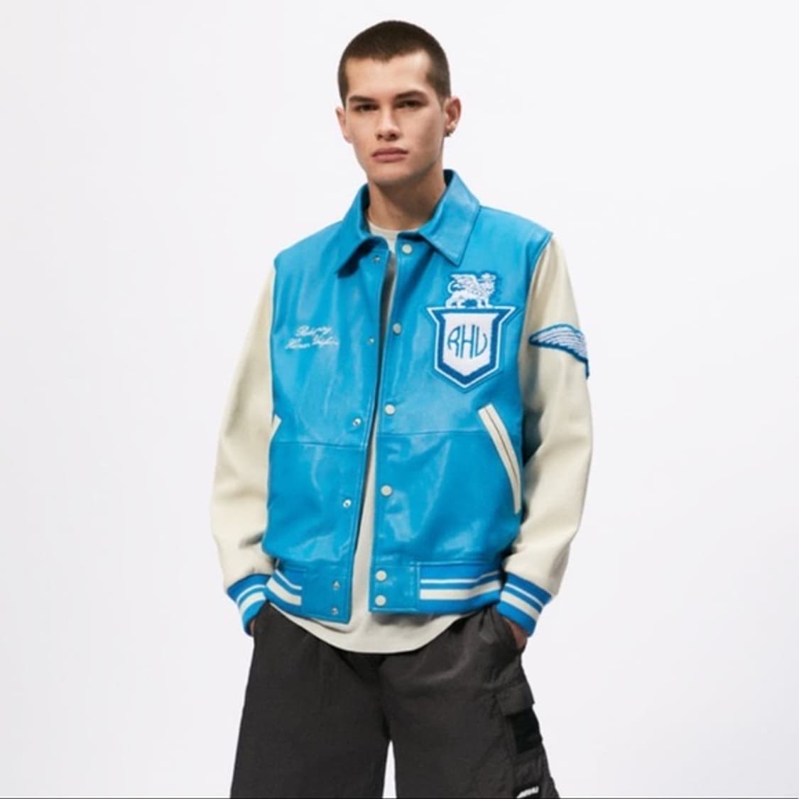 자라 RHUIGI 콜라보 바시티 양가죽 자켓 Rhude 상품이미지4