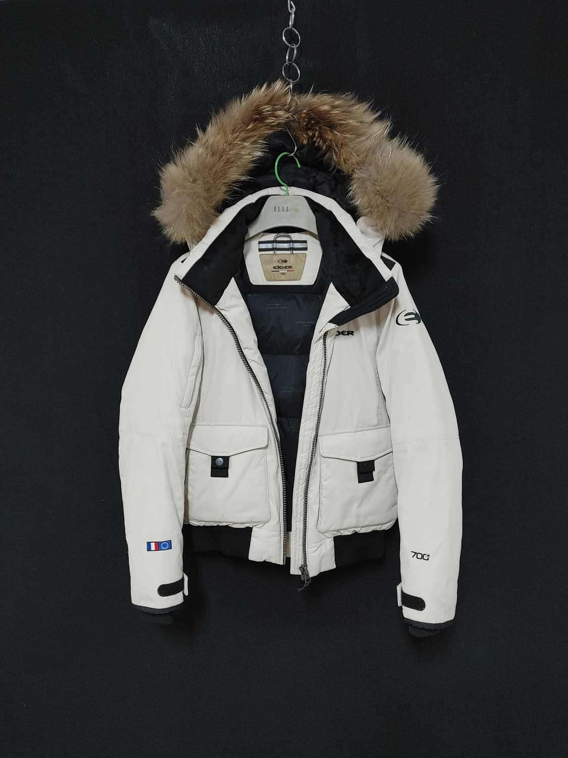 EiDER 아이더 여성  라쿤털 후드 숏패딩 상품이미지1