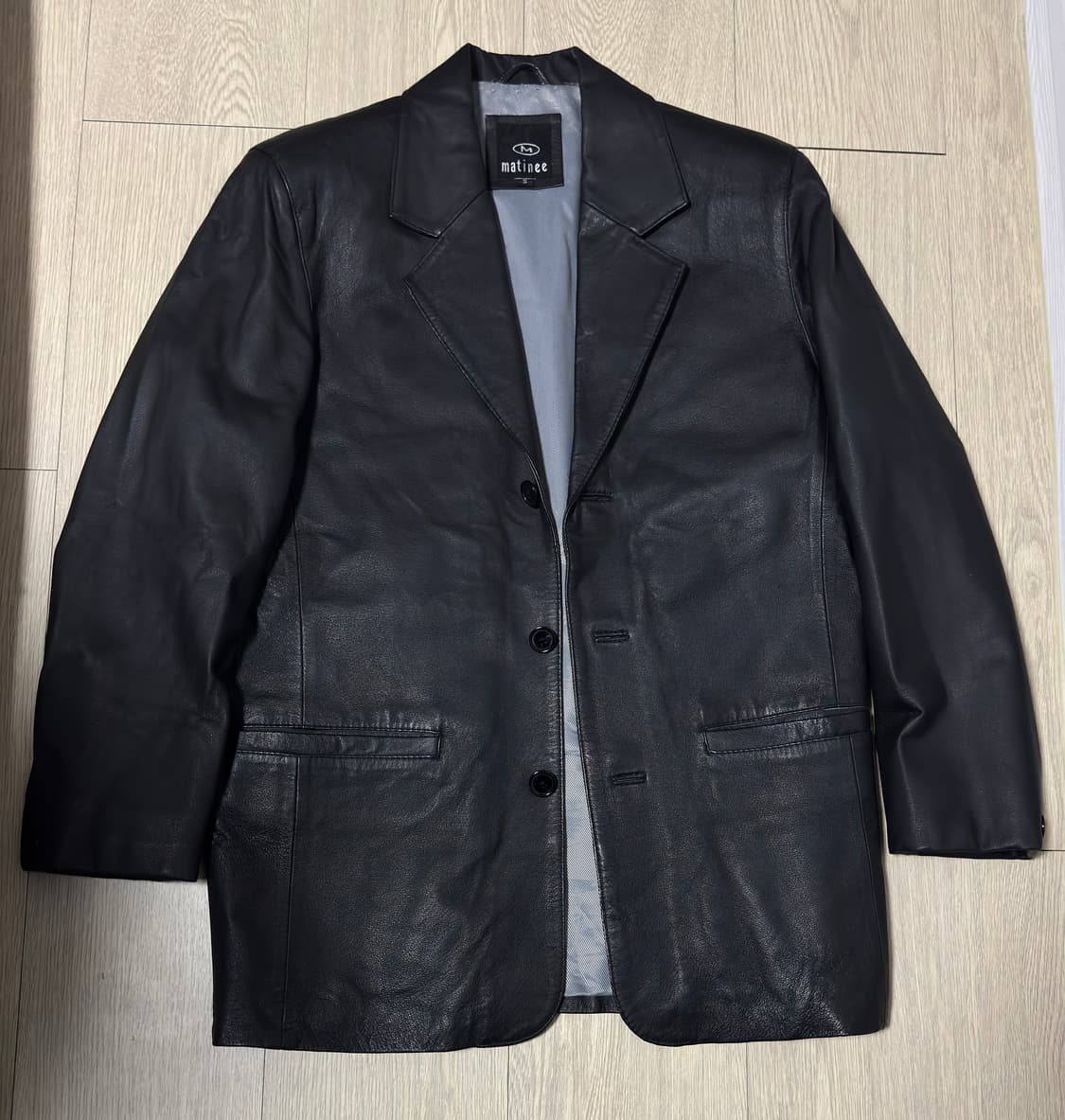 유럽 빈티지 matinee 레더 블레이저 3B 가죽 자켓 블랙 S 상품이미지1
