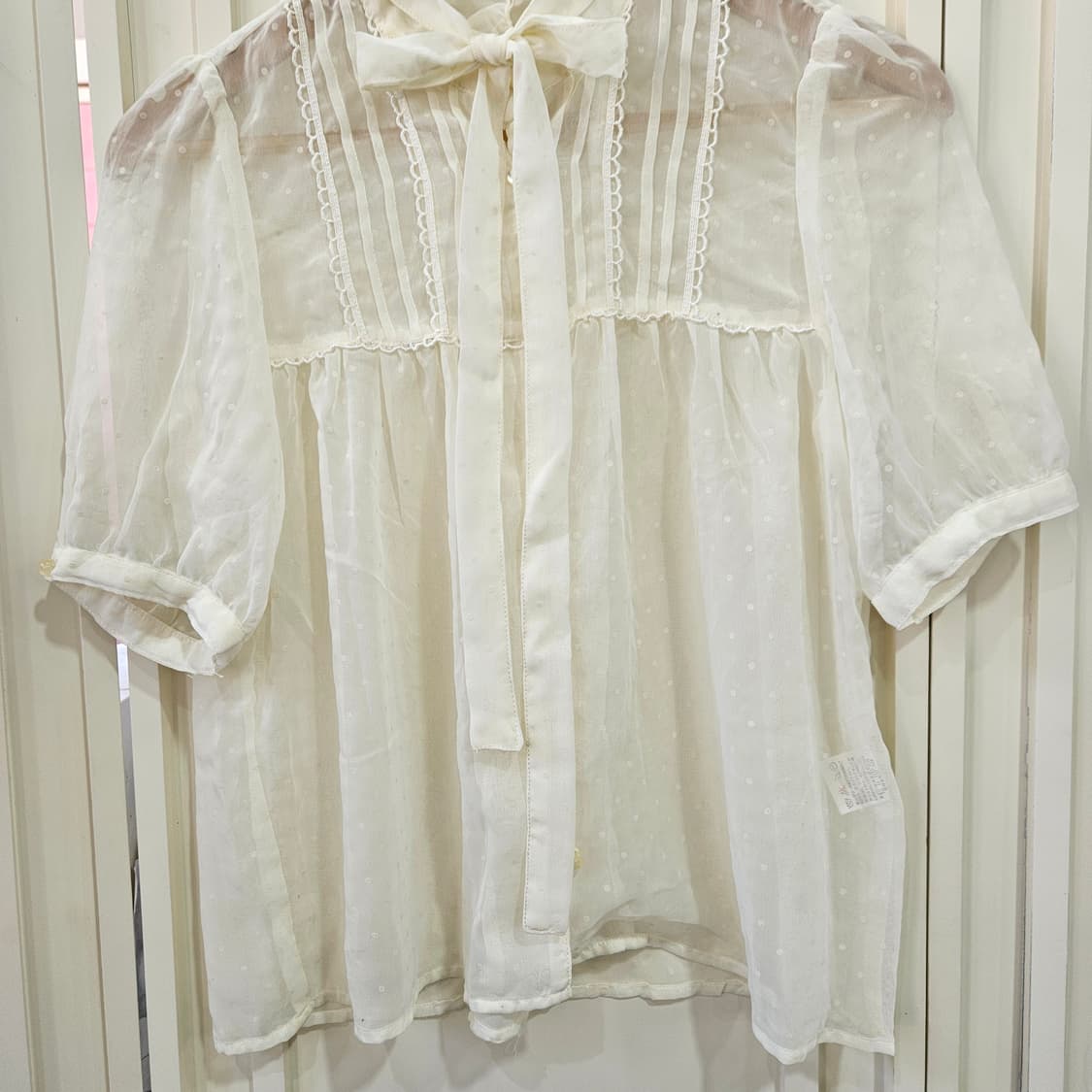 도트 시스루 리본 블라우스 상품이미지4