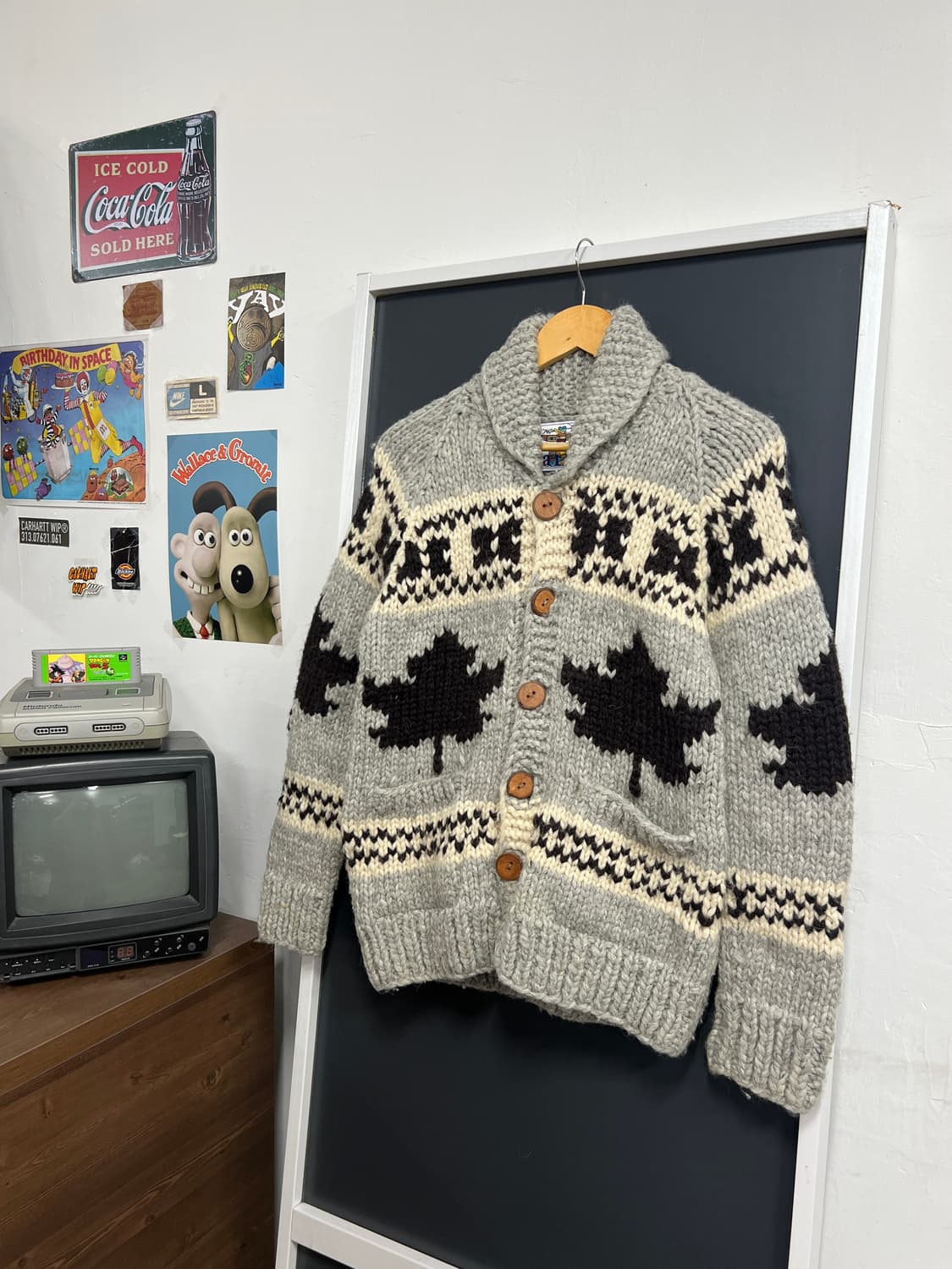 Kanata Vintage 빈티지 캐나다 코위찬 버진 울 니트 가디건 상품이미지1