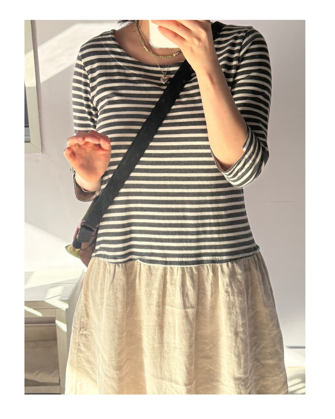 네추럴 스트라이프 원피스 일본빈티지 상품이미지2