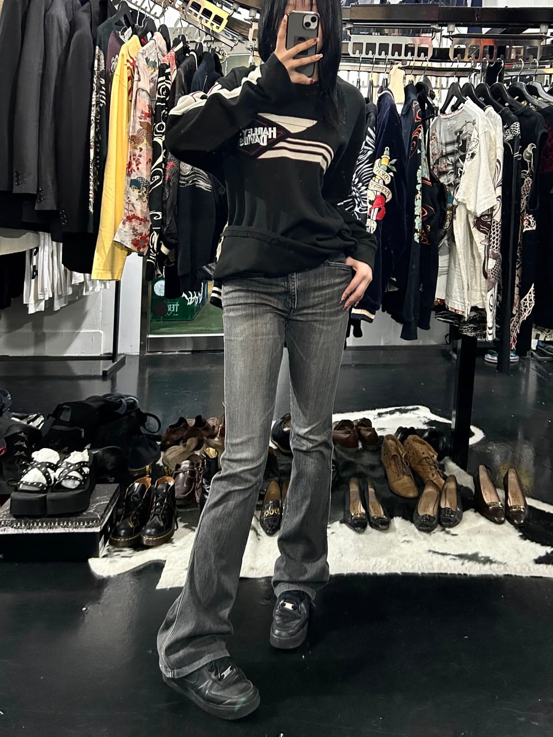 빈티지 흑청 워싱 부츠컷 팬츠 상품이미지2