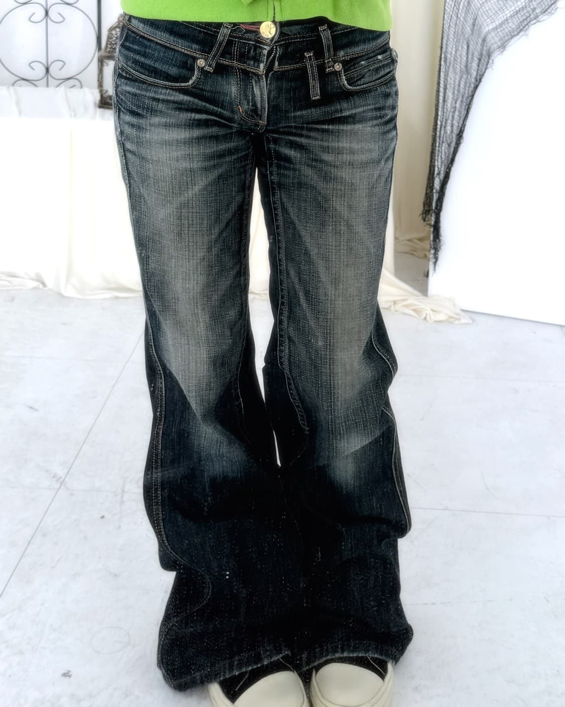 Y2K 진청 세미 부츠컷 팬츠 상품이미지6