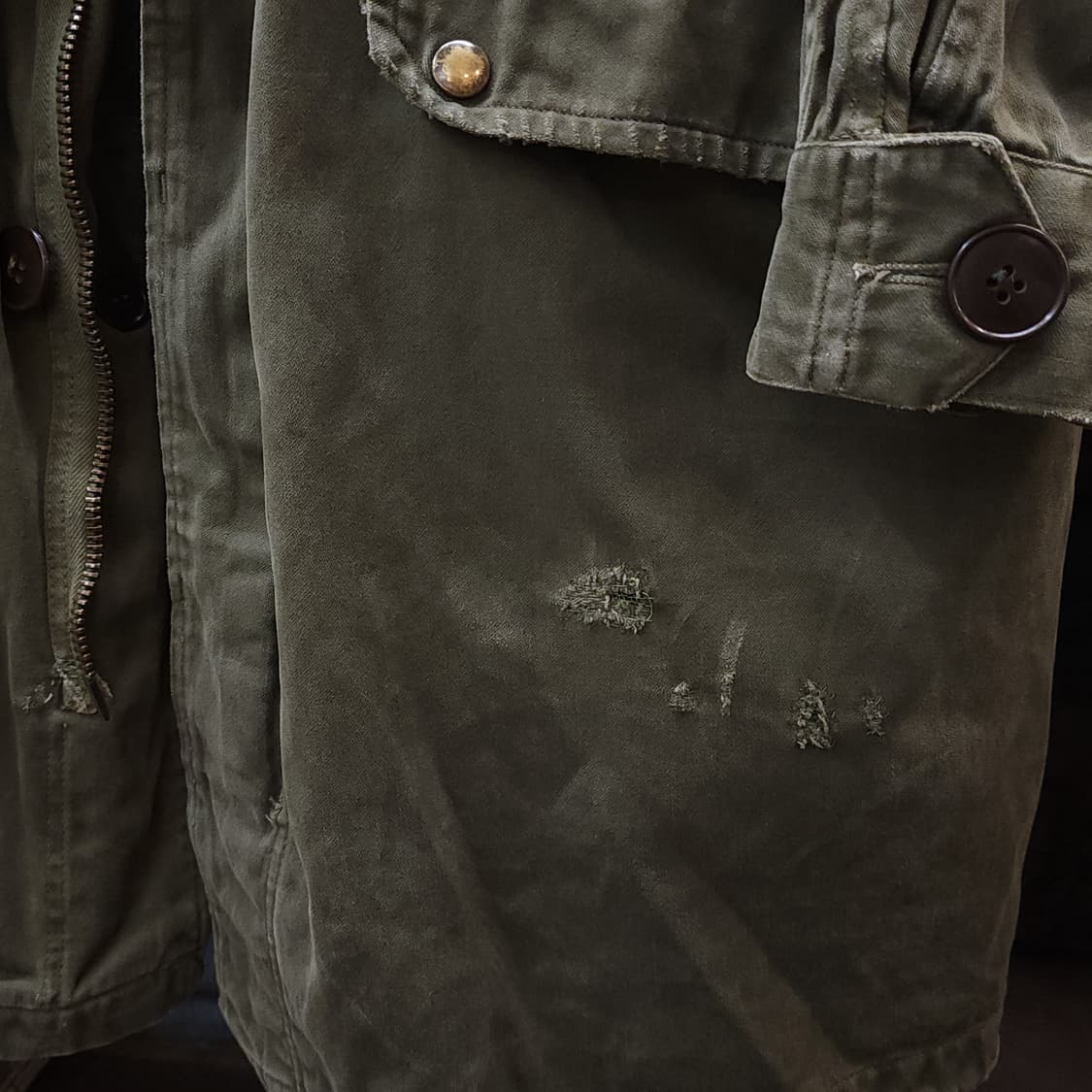 빈티지 프랑스군 m64 밀리터리 모즈파카 올리브 그린 페이딩 92C 상품이미지5