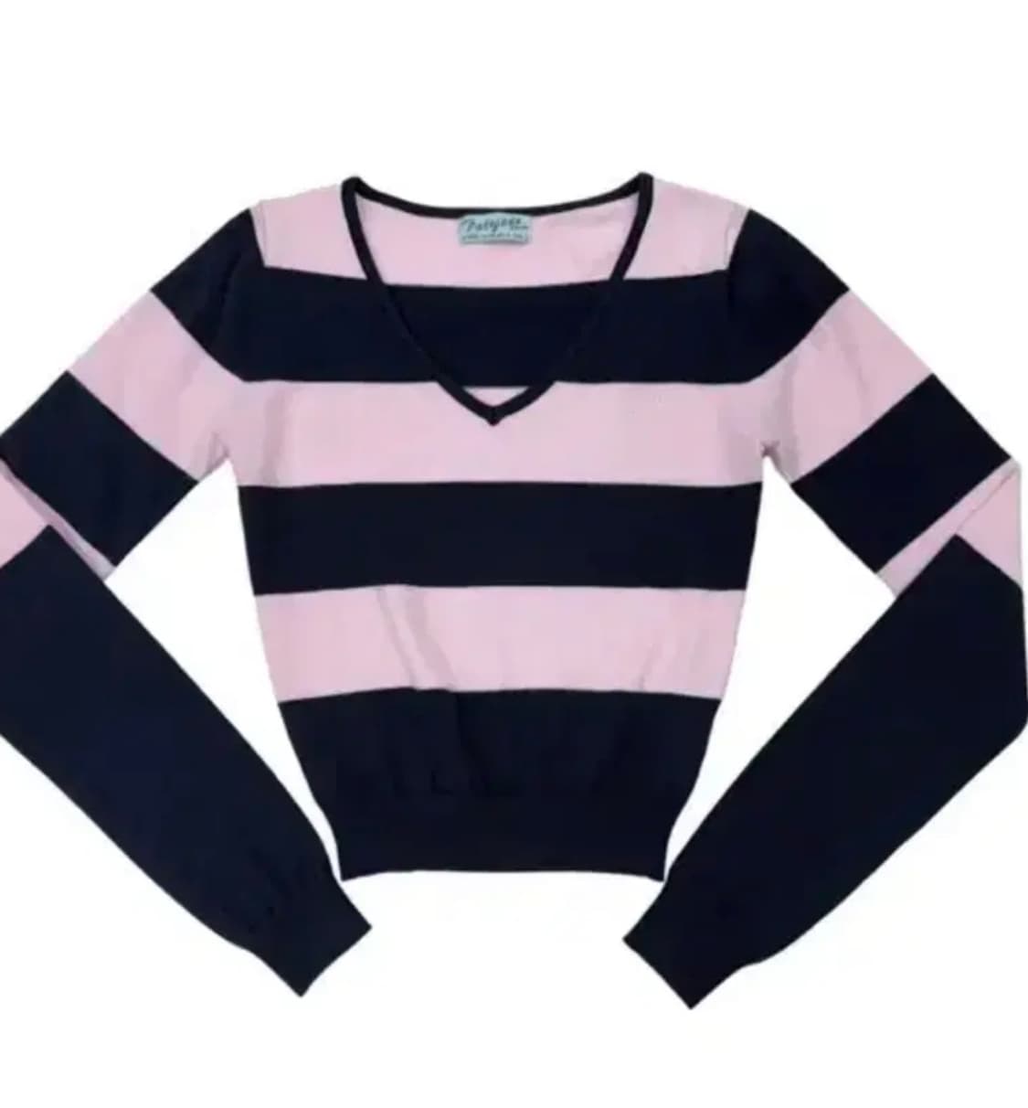 페일제이드 스트라이프 브이넥 니트 핑크네이비 상품이미지1