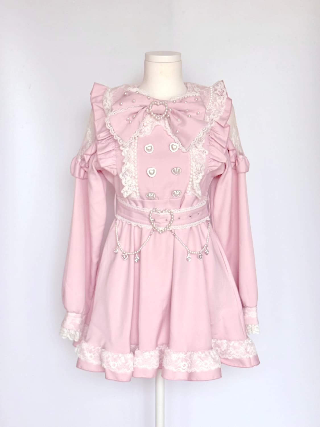 디어마이러브 디마럽 하트버튼 펄체인 딸기우유원피스 상품이미지1