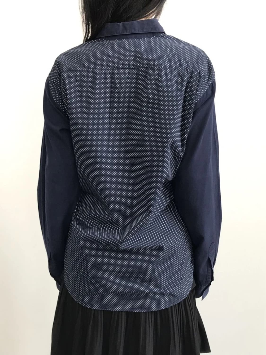 United Arrows Patchwork Dot Navy Shirt 상품이미지4
