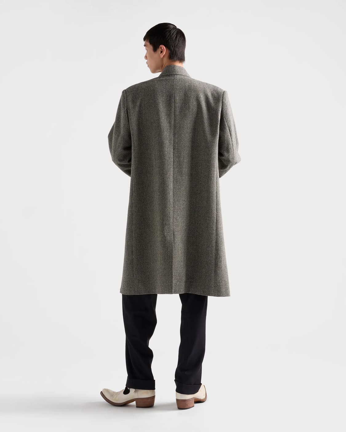 (새제품) 프라다 PRADA 싱글브레스트 하운드투스 체크 울 코트 52 상품이미지5