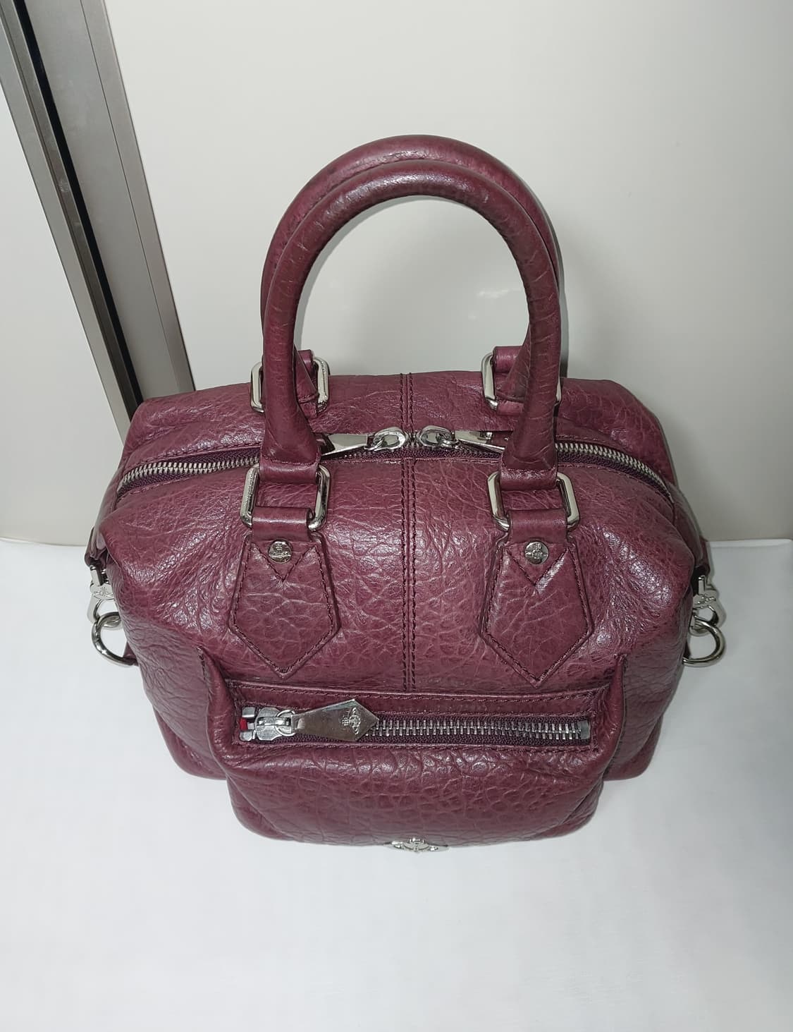 비비안웨스트우드 버건디 레더 토트백 레어템 상품이미지3