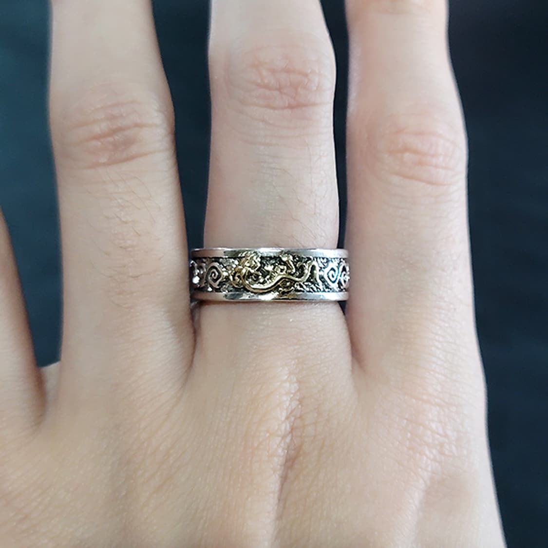 Gildrak 백동 남자 엔틱 빈티지 명품 회오리 용 드래곤 반지 상품이미지8