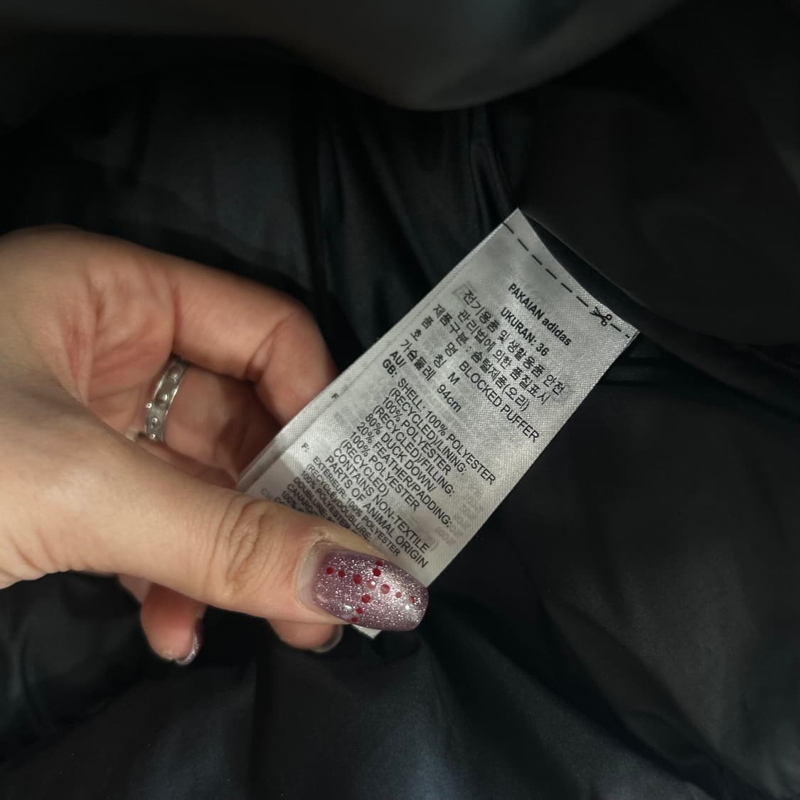 Adidas 아디다스 블록다운 삼선 흰검 블랙패딩 상품이미지6