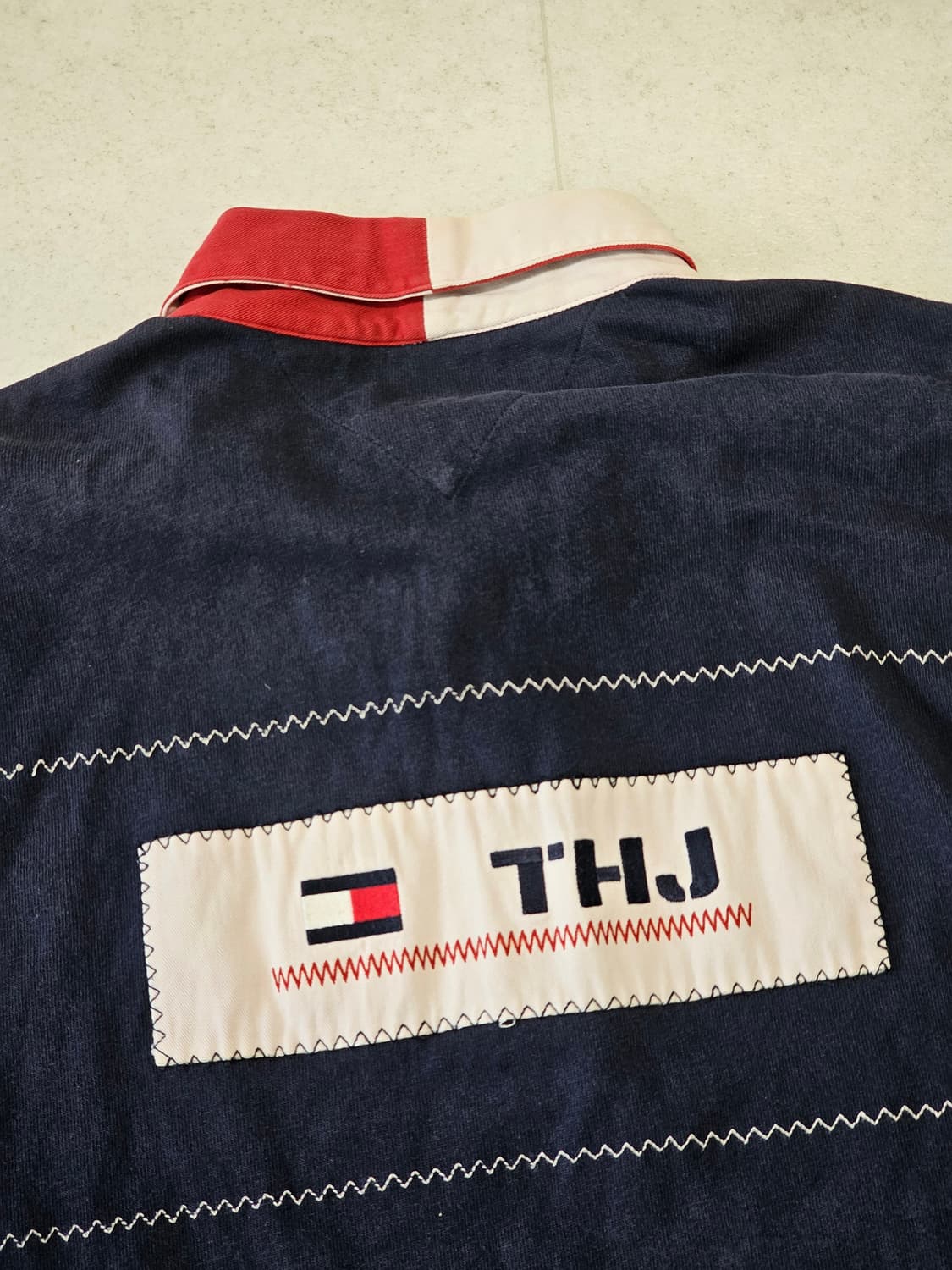 [XL] 90s 타미힐피거 빅 로고 패치 럭비 티셔츠 상품이미지5