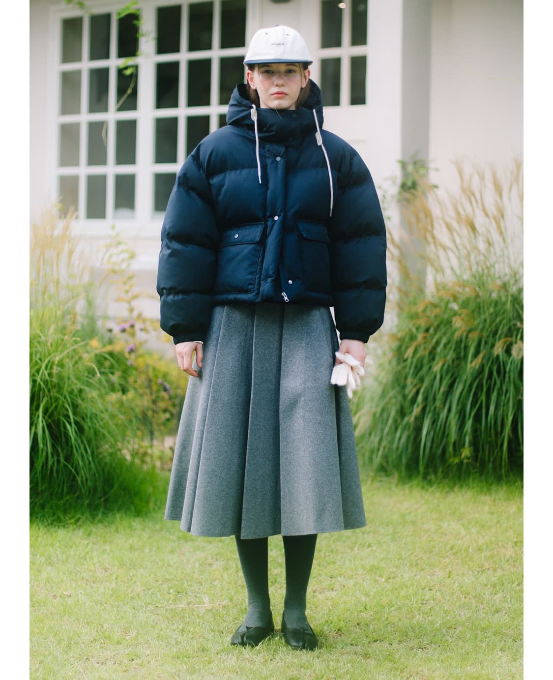 노리그렛 후드 크롭 패딩 숏패딩 네이비 상품이미지1