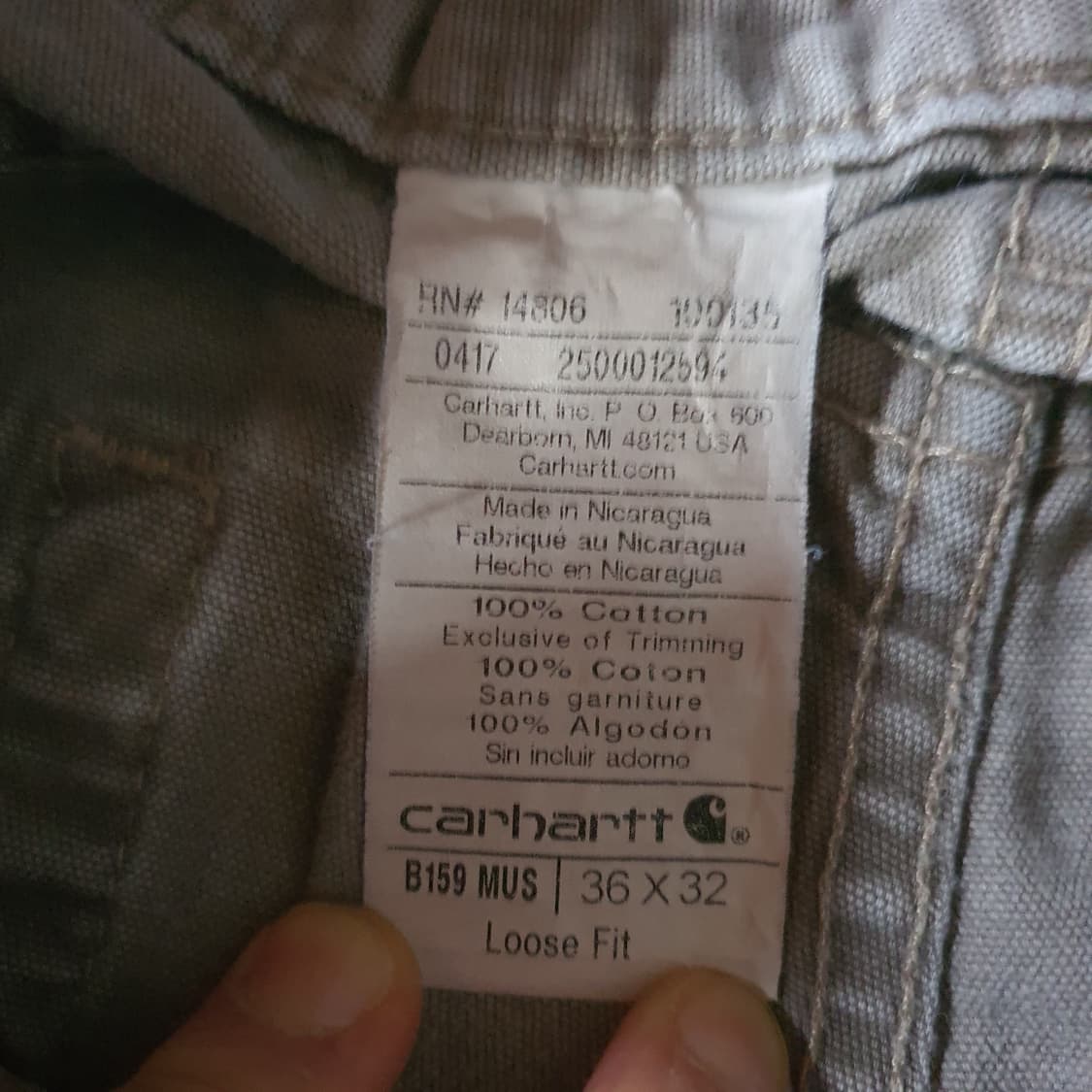 칼하트 B159 루즈 핏 캔버스 카펜터 팬츠 no.73 상품이미지4