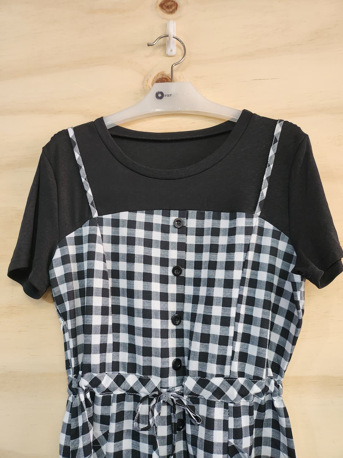 1055) 반팔 체크 미디원피스 상품이미지3