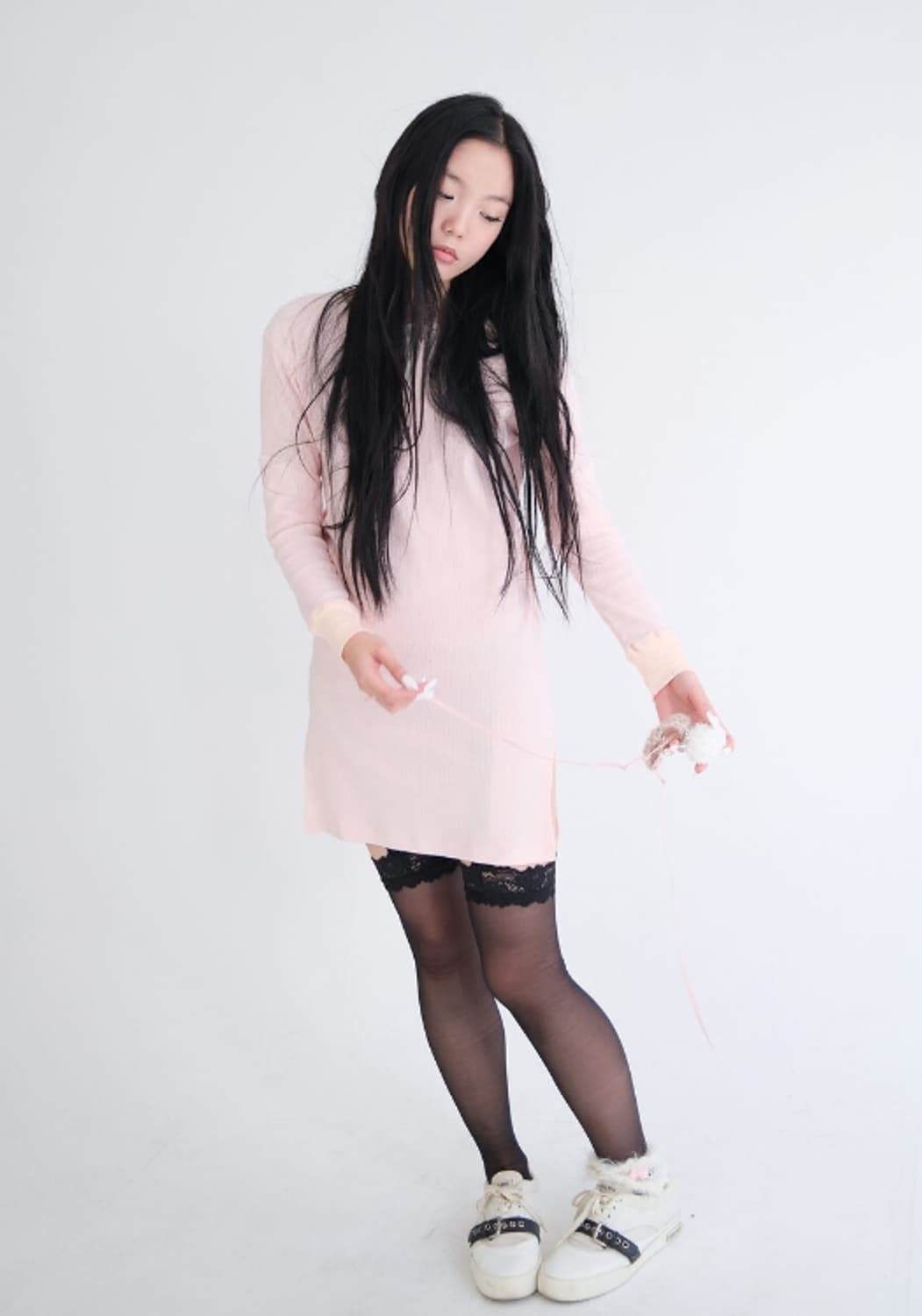 FAERIE sheer lingerie stocking black 상품이미지5