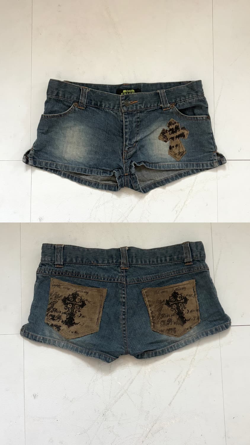 • hurtremake denim cross patch short  상품이미지1