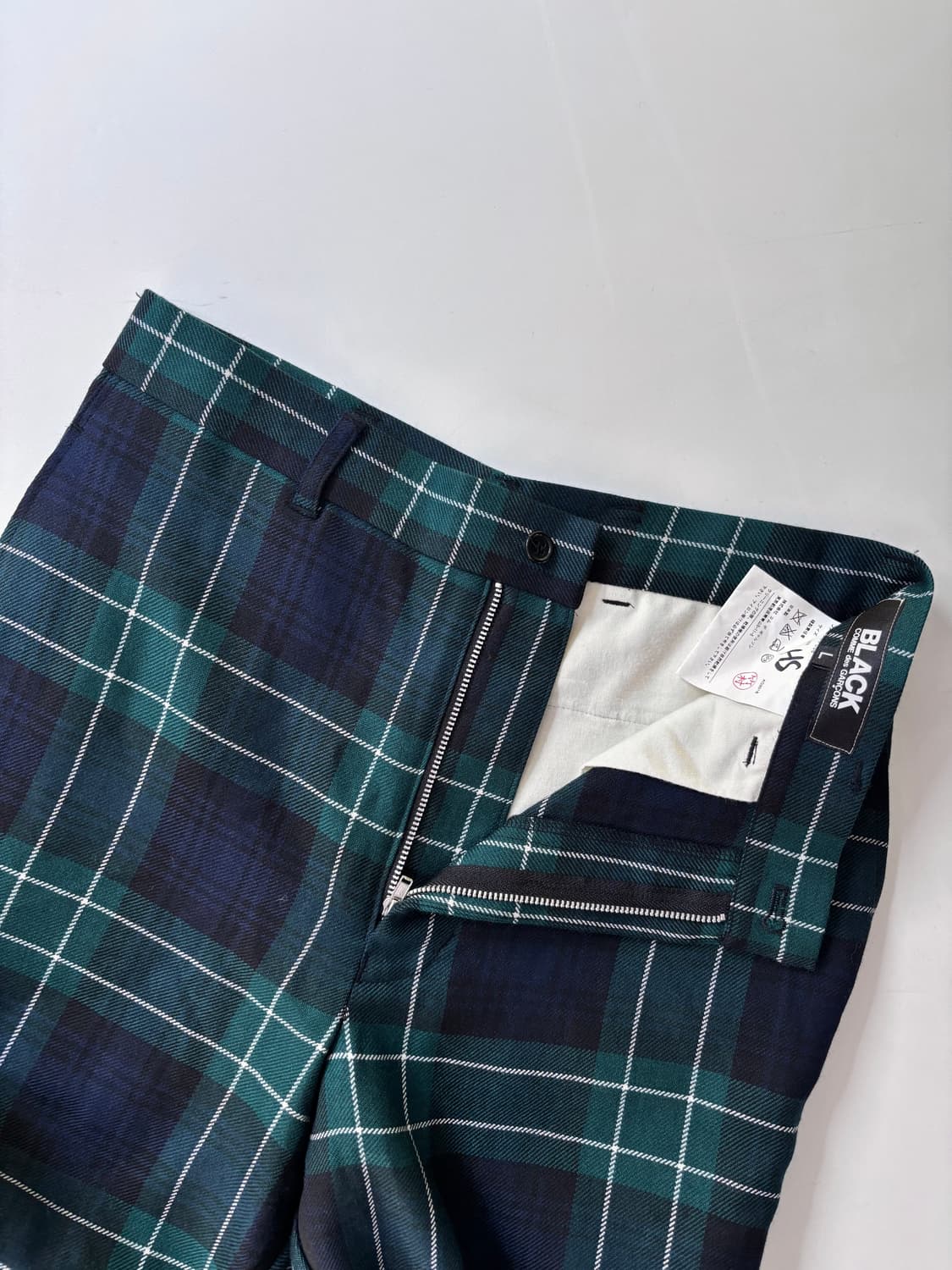 꼼데가르송 블랙 그린 체크 벨티드 팬츠 상품이미지8