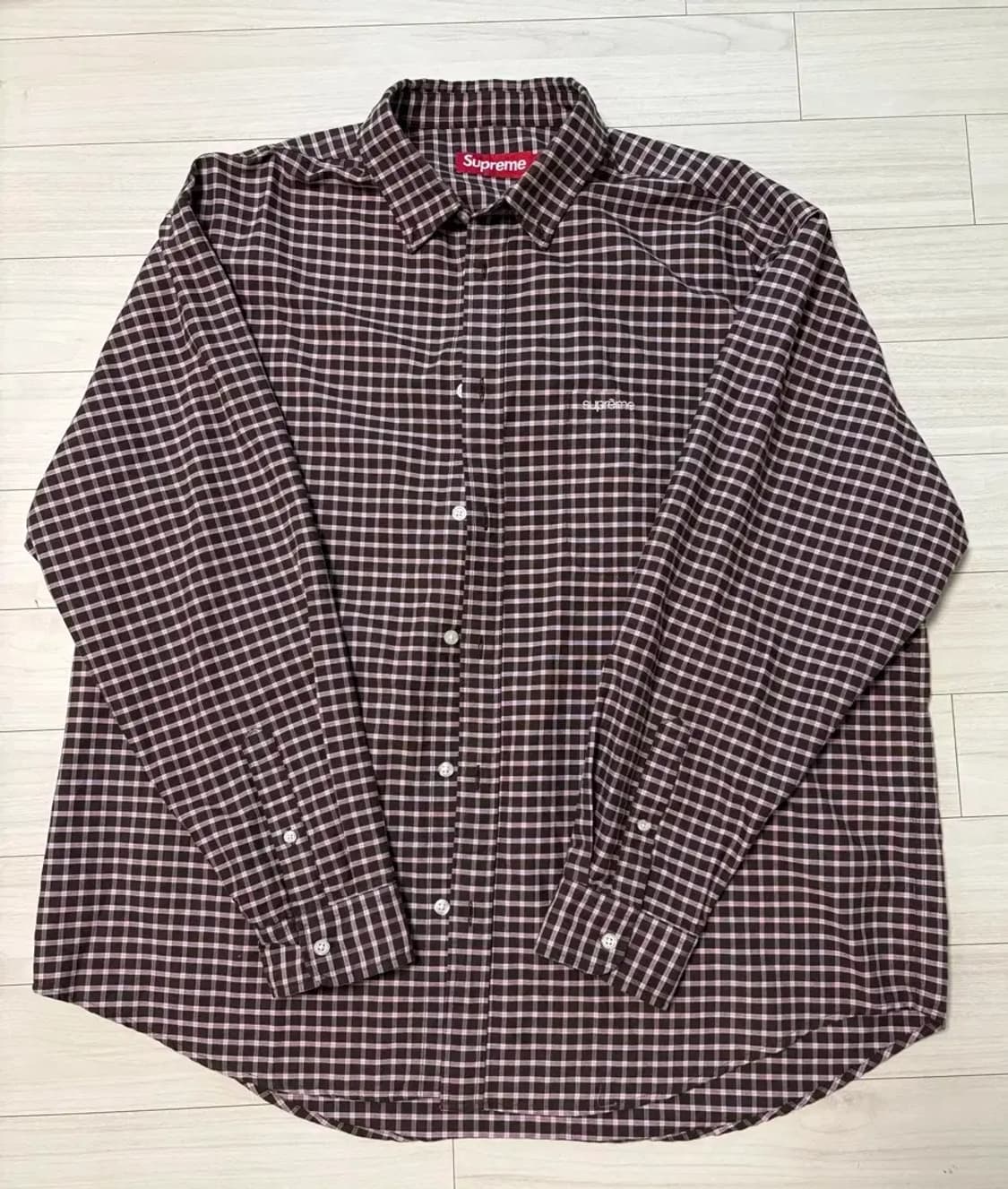 슈프림 루즈핏 옥스퍼드 셔츠 브라운 플레이드 상품이미지1