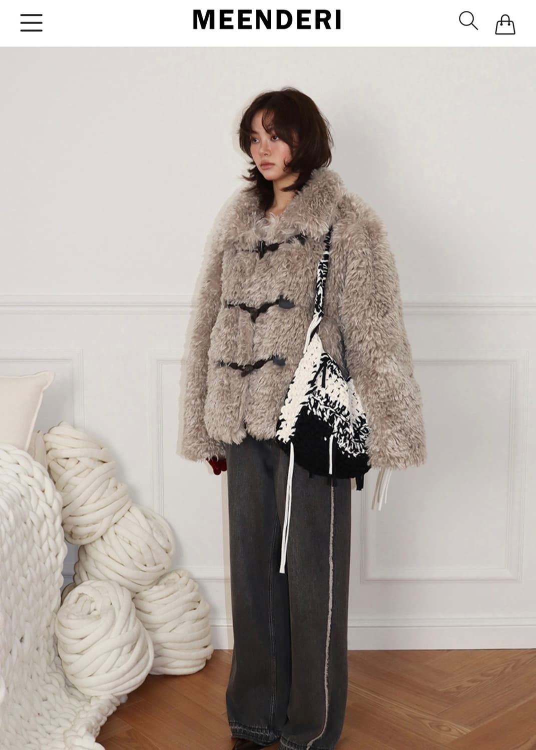 Meenderi 민더리 Cozy Toggle Fur Jacket-grey 상품이미지2