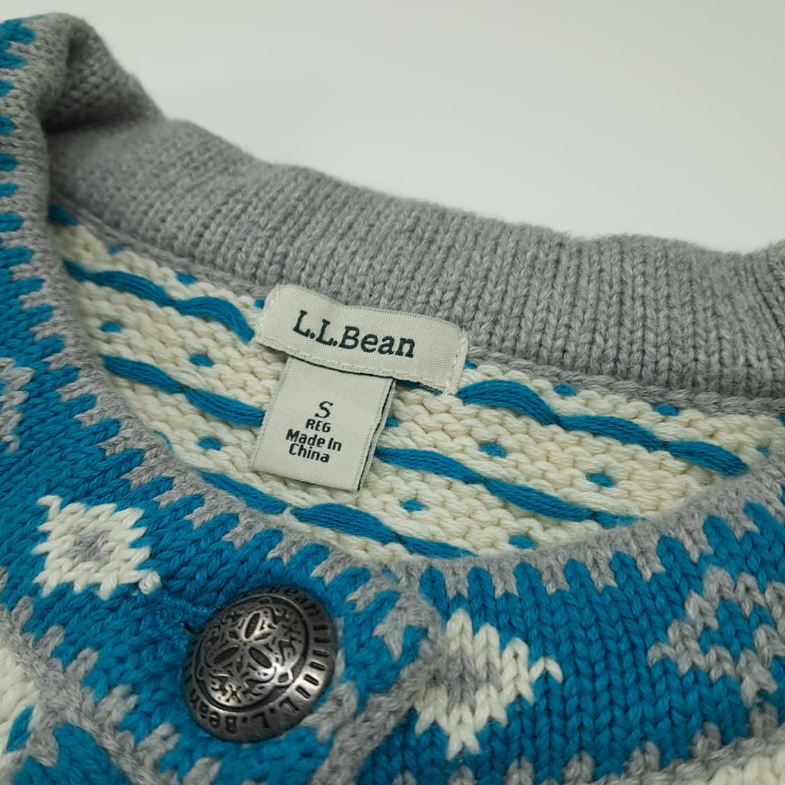 CL312 S 엘엘빈 90s 코튼 노르딕 버드아이 니트 가디건 상품이미지3