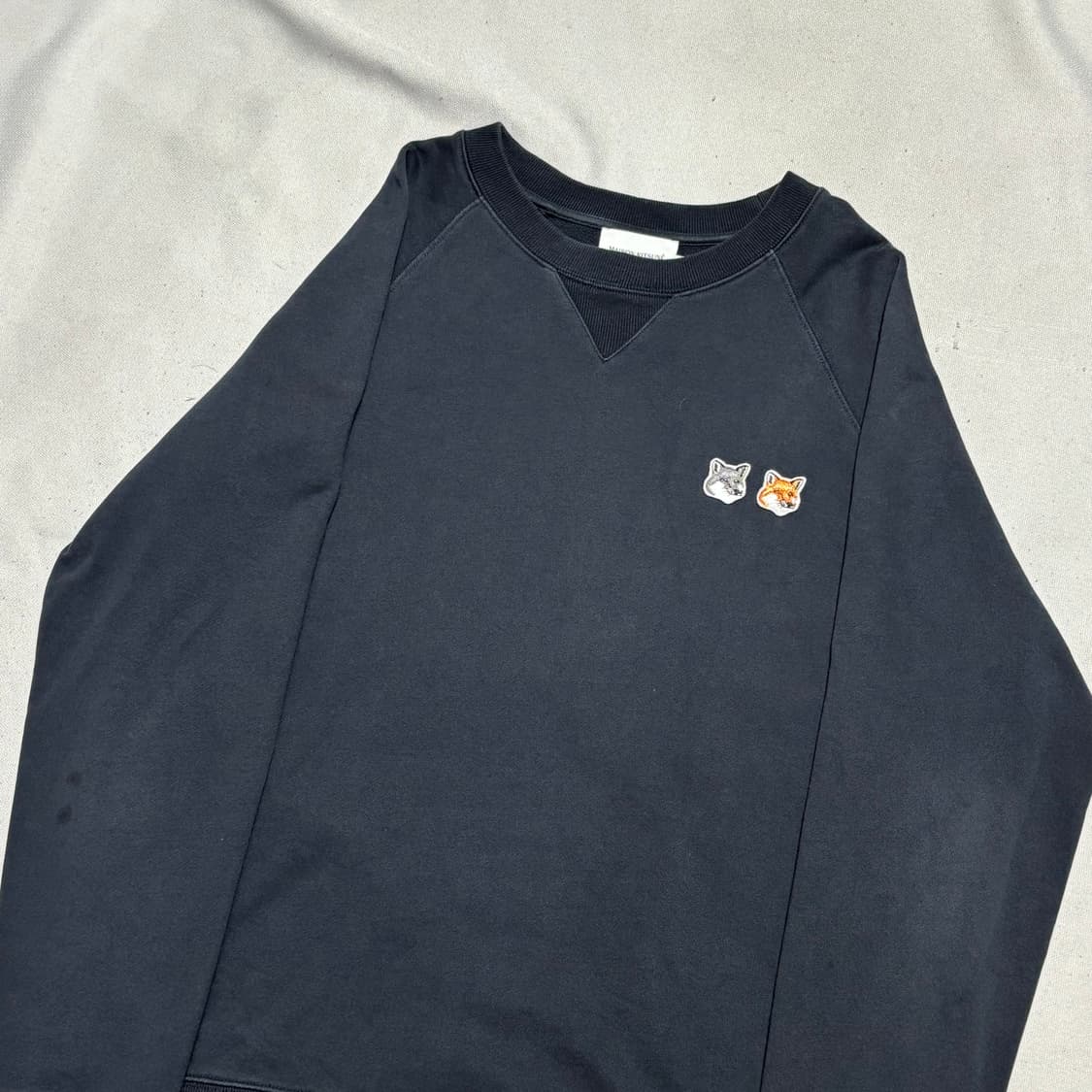 L 메종키츠네 더블 폭스 해드 패치 블랙 맨투맨 상품이미지1