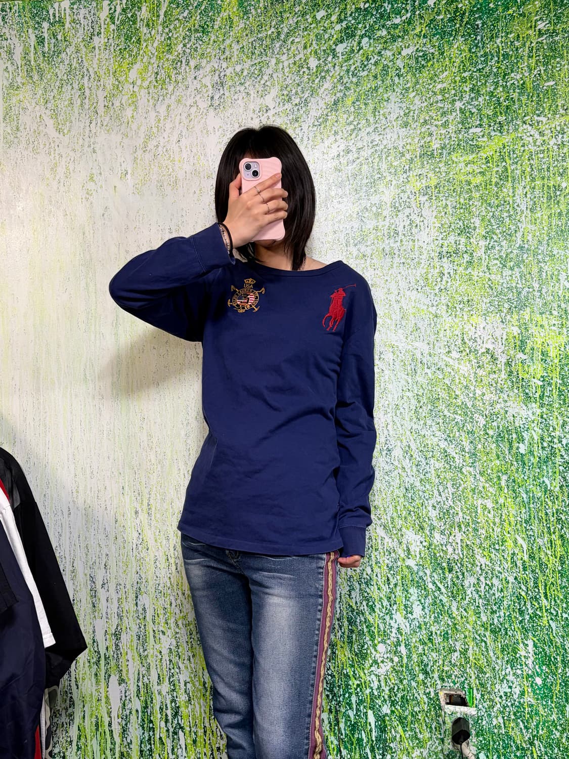 폴로 빅포니 치프키프 USA 성조기 롱슬리브 네이비 여성 XL 상품이미지2